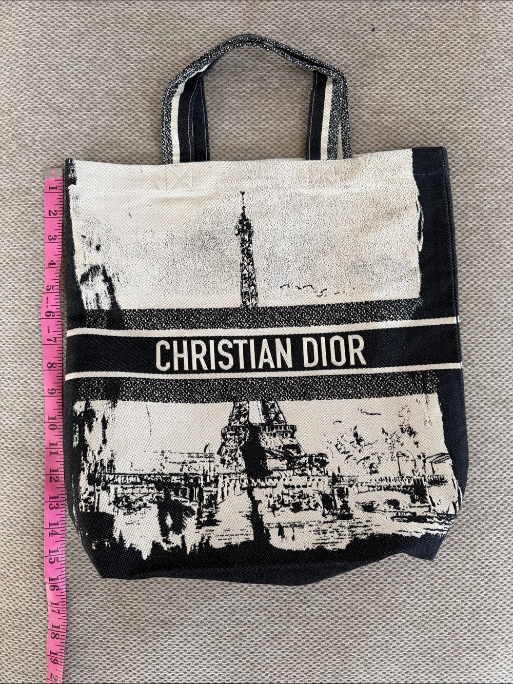 Dior Black and White Canvas Paris / New York Tote